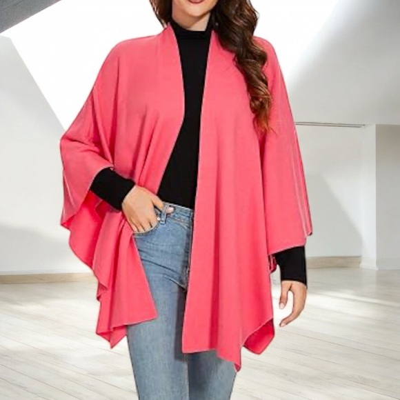 Avenue Coral Open Front Batwing Lightweight Cardigan - Picture 2 of 16